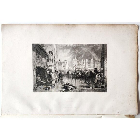 1844 Ayr Fish Market Cross Engraving Victorian William Wallace Scotland DWSS18 - Picture 2 of 2